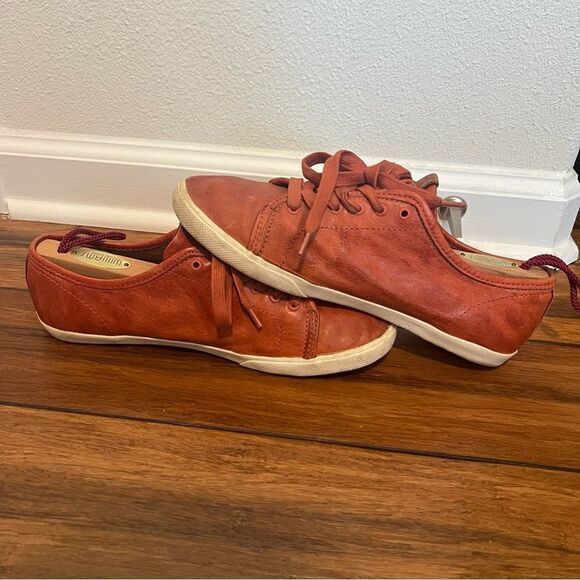 Frye Maya Leather Sneakers Tennis Shoes Low Lace-Up Orange Size 9 - Picture 4 of 11